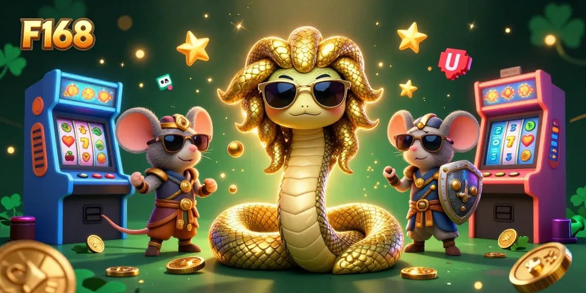 Experience thrilling gameplay at F168 with a vibrant casino scene featuring cute Medusa and exciting game elements.