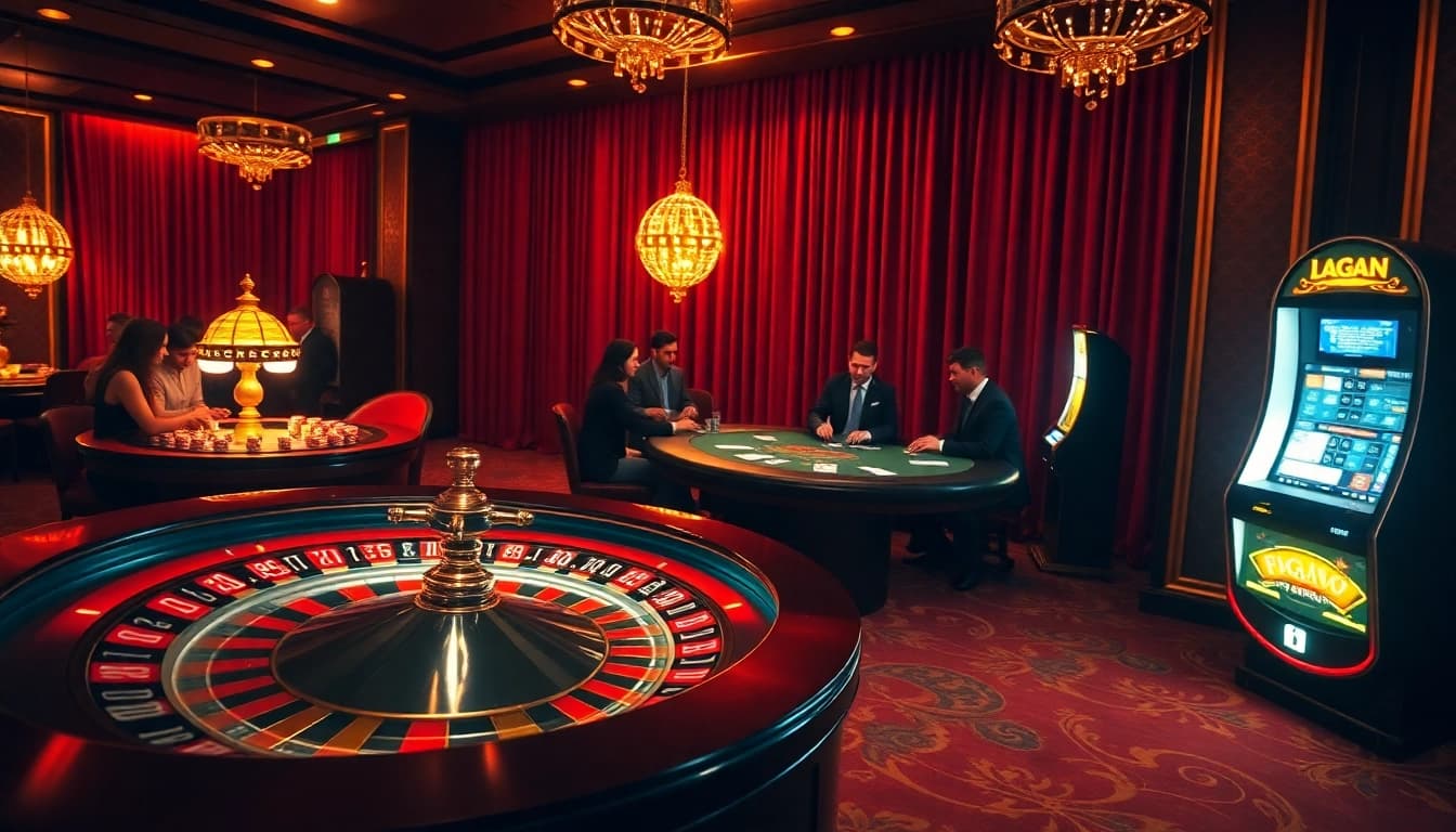 Experience thrilling gambling as players enjoy a sun win around the luxurious roulette wheel and poker table.