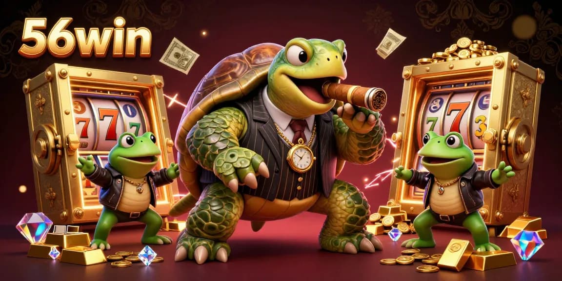 Join the excitement at 56win with a vibrant casino illustration featuring dynamic slots and rich visuals.