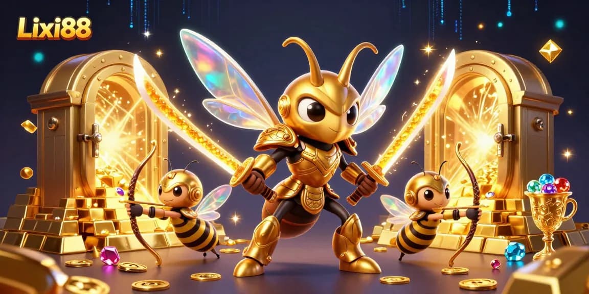 Lixi88 showcases an exciting online gaming realm with vibrant characters and sparkling treasures in a captivating 3D illustration.