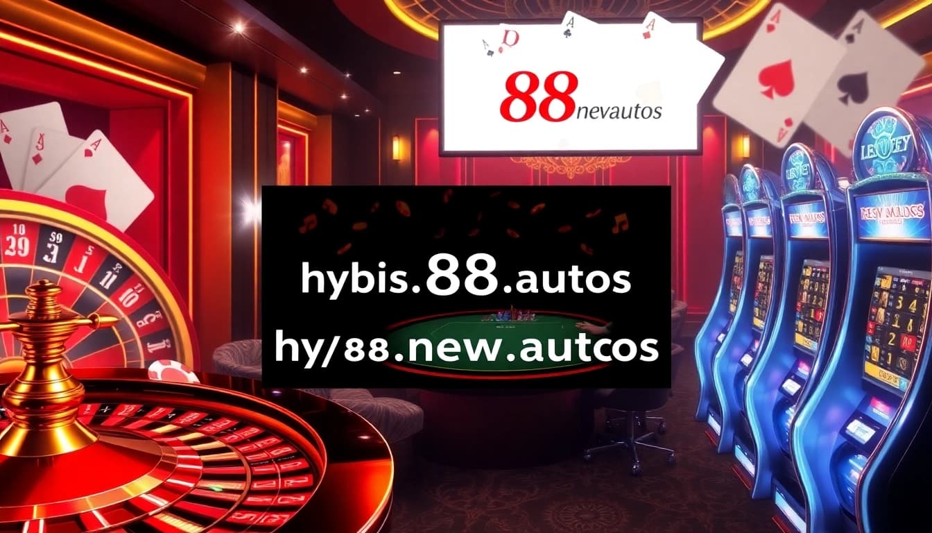 Engage with thrilling games at https://88new.autos/, showcasing poker chips and a roulette wheel.