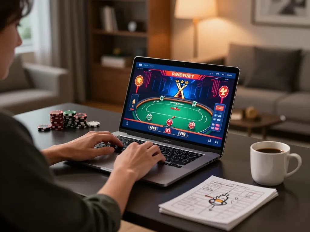 Play poker on a modern setup with 89bet2 displayed on the screen, creating a cozy atmosphere.