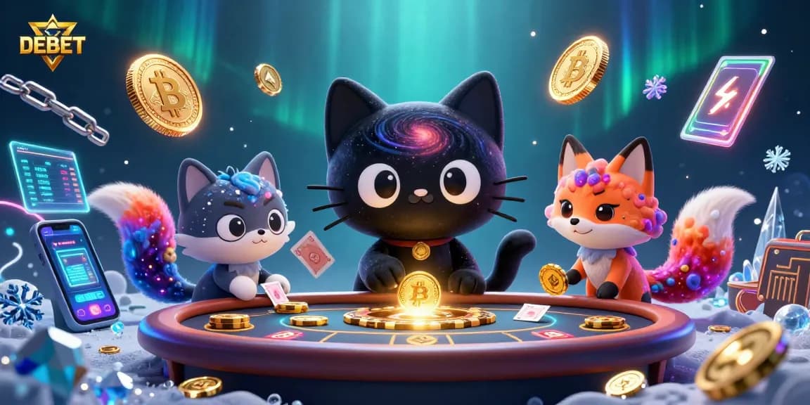 Engaging DEBET cosmic casino scene featuring a black hole cat and vibrant elements