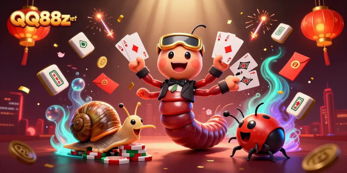 Engage with QQ88z net's dynamic casino experience featuring a whimsical dealer and high roller.