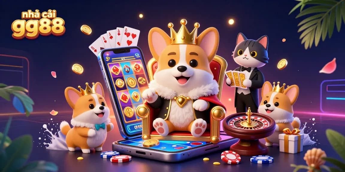 Experience the excitement at nhà cái gg88 with vibrant gaming illustrations and dynamic casino elements.