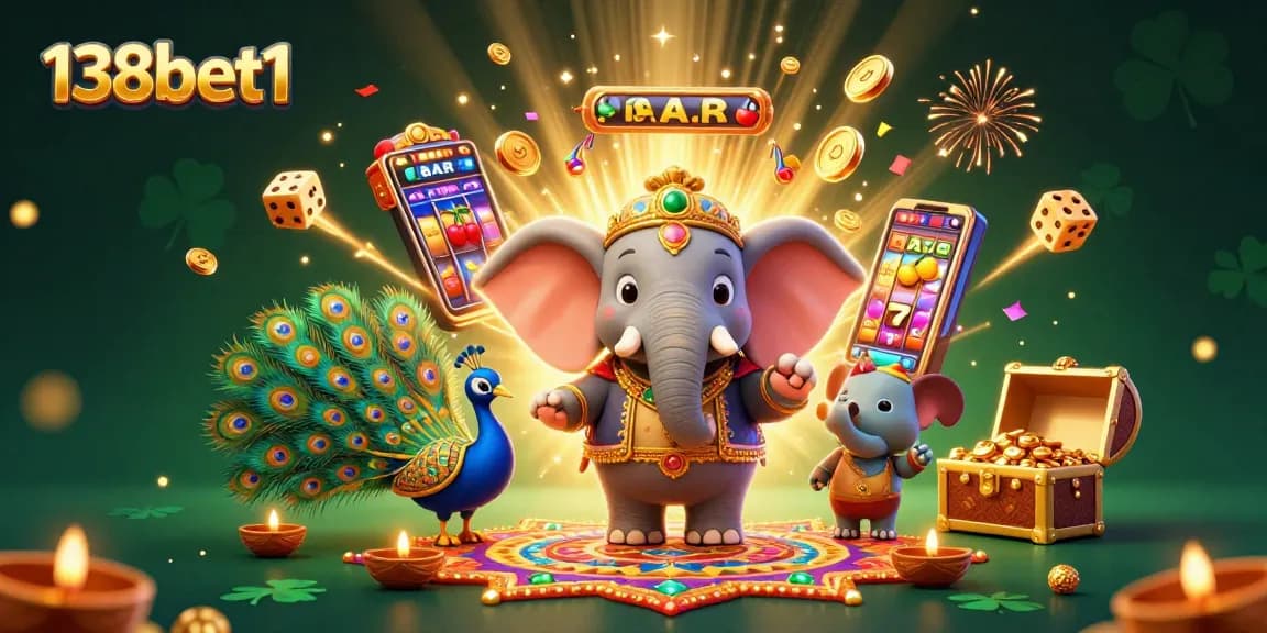 Spin the reels with 138bet1 in this vibrant casino scene showcasing fortune and excitement!