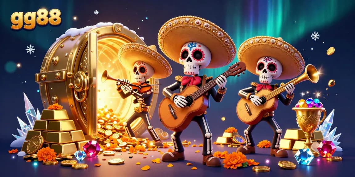 Engage in the vibrant world of gg88 as the mariachi band celebrates with treasure and jewels in an electrifying casino atmosphere.