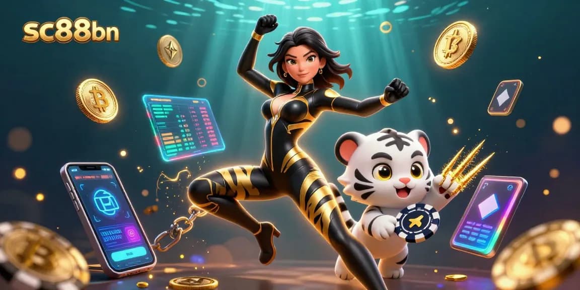Engage in thrilling gaming adventures with sc88bn, featuring a stunning acrobat and enchanting baby tiger.