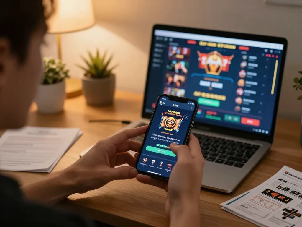 Player engaging with the 8day casino app on smartphone, showcasing responsible online gambling practices.