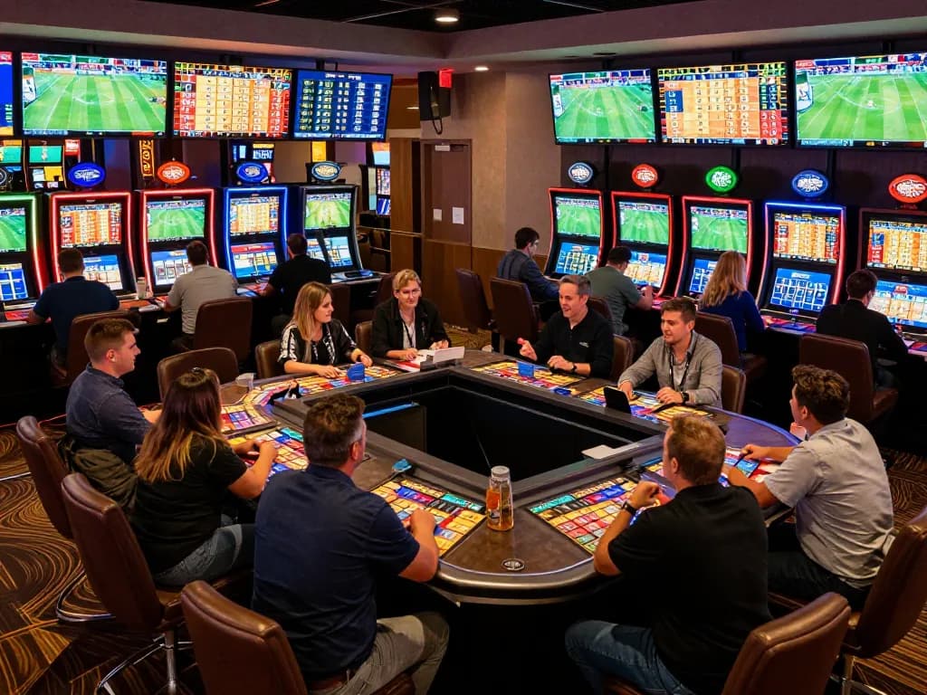 Socolive sports enthusiasts actively placing bets in a dynamic casino setting