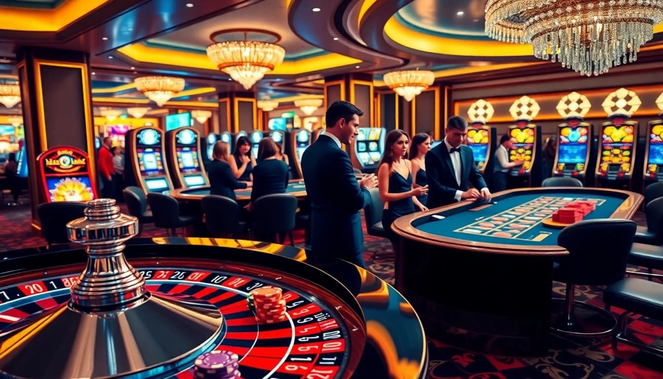 Exciting casino gaming scene with 888VI roulette wheel and poker chips.