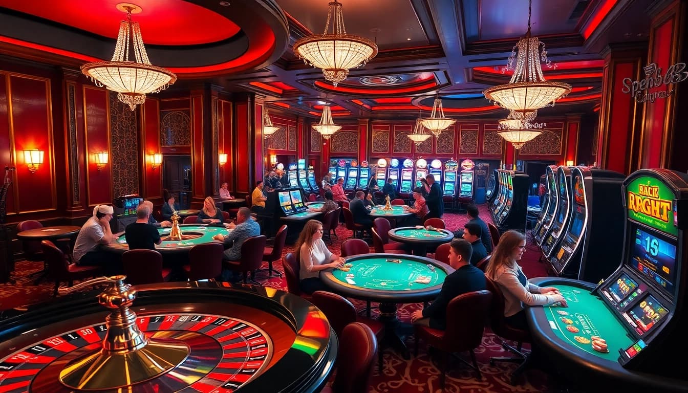 Experience the excitement at open88 with vibrant casino tables and engaging slot machines.