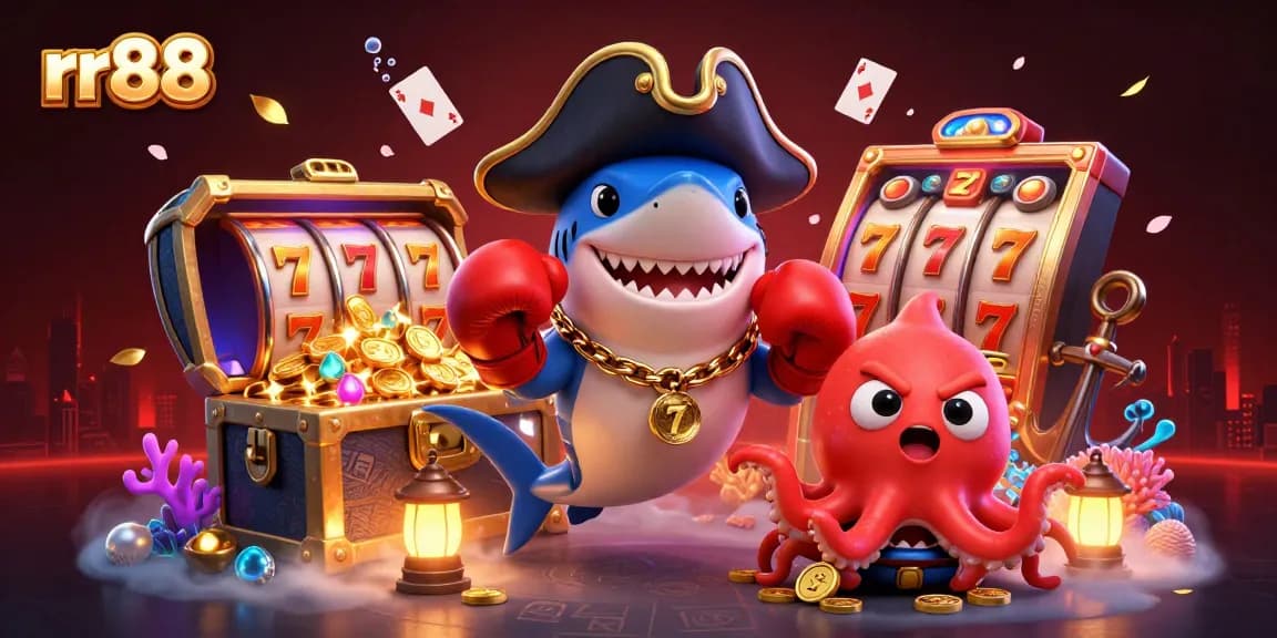 Spin the reels at rr88 while enjoying a fun-filled underwater casino adventure with cartoon characters.