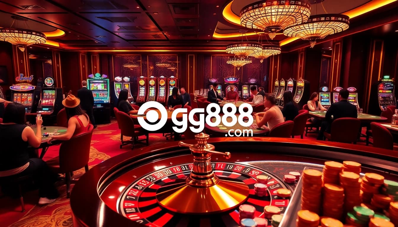Exciting gameplay scene featuring gambling elements from gg88 com, including roulette wheel and poker chips.