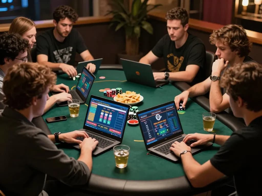 Experience exciting online poker with friends at https://xx88.day/, featuring laptops and competitive gameplay.
