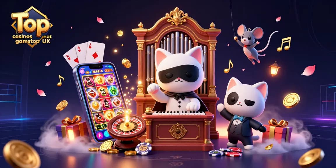 Engage with Top casinos not on gamstop UK through this vibrant 3D casino scene filled with dynamic gaming elements.