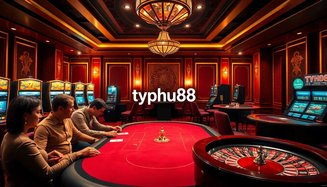 Experience the thrill of typhu88 with players at an exciting poker table.