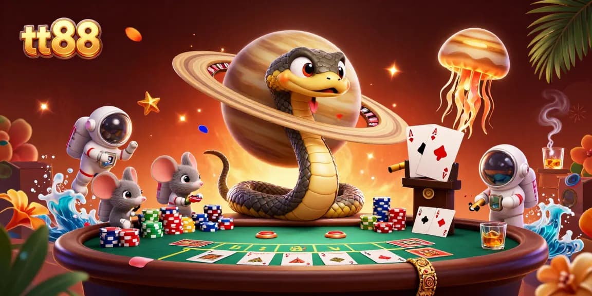 Experience thrilling bets at tt88 as astronaut mice gamble in a cosmic casino setting.