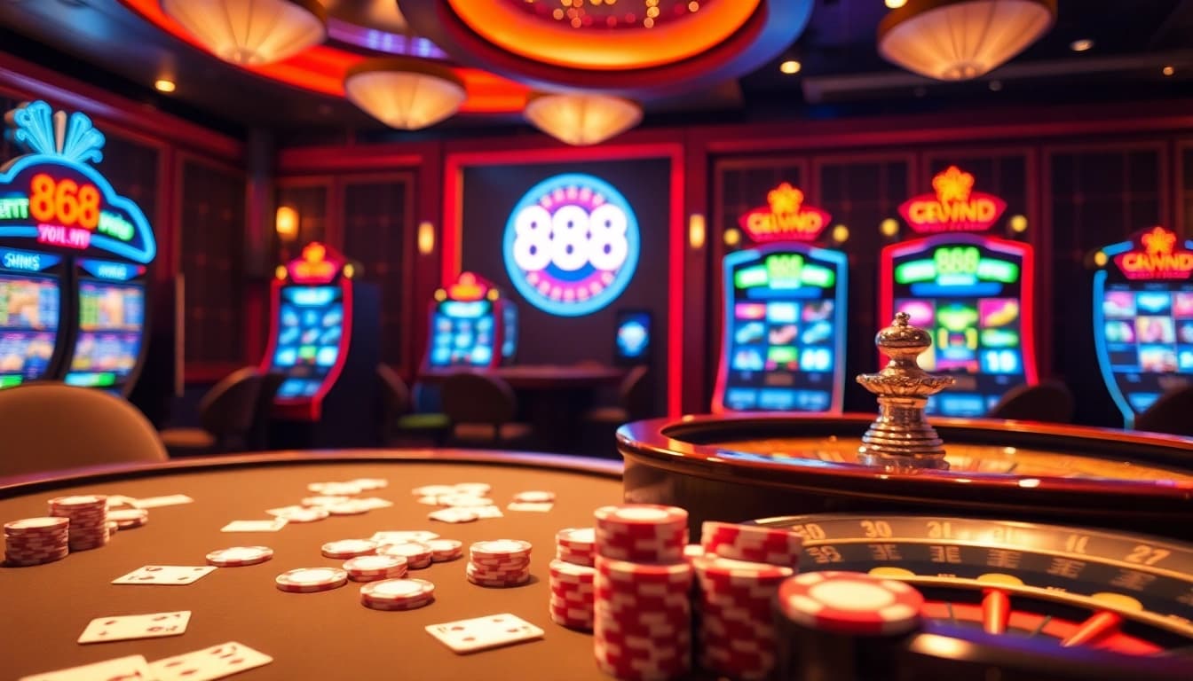 Experience the thrill of gaming with 888vnd in a vibrant casino atmosphere.