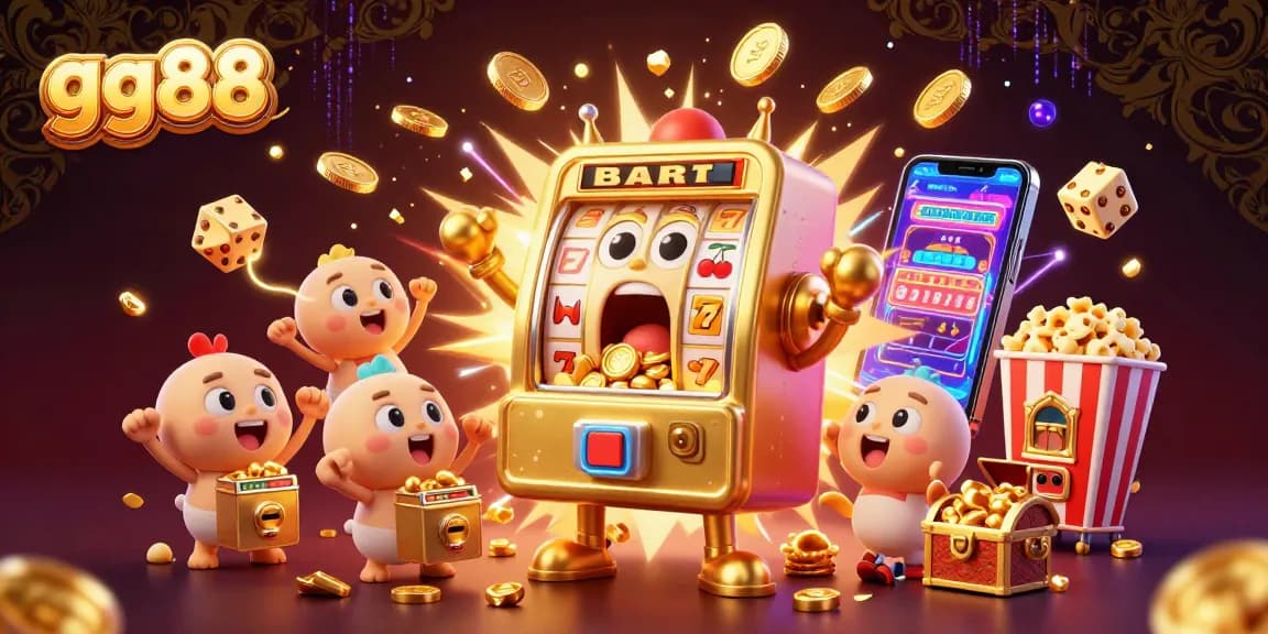 Experience winning moments with gg88's thrilling casino scene of slot machines and jackpots.