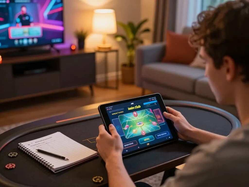 Engaging with the iwin club app for an immersive poker game experience at home.