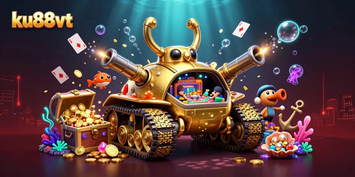 Experience the excitement of gambling at ku88vt with a vibrant 3D casino illustration showcasing unique gaming elements.