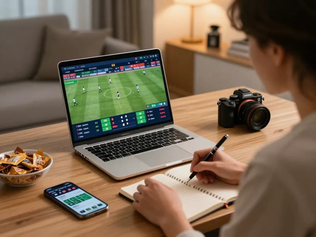 Tỷ lệ kèo nhà cái observed during an intense online sports betting session, with real-time match on screen and notes.