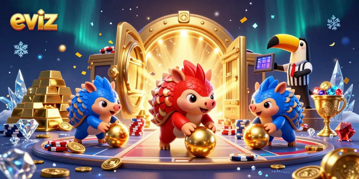 Join the action at eviz as rival pangolins roll through poker chips in this vibrant casino scene!