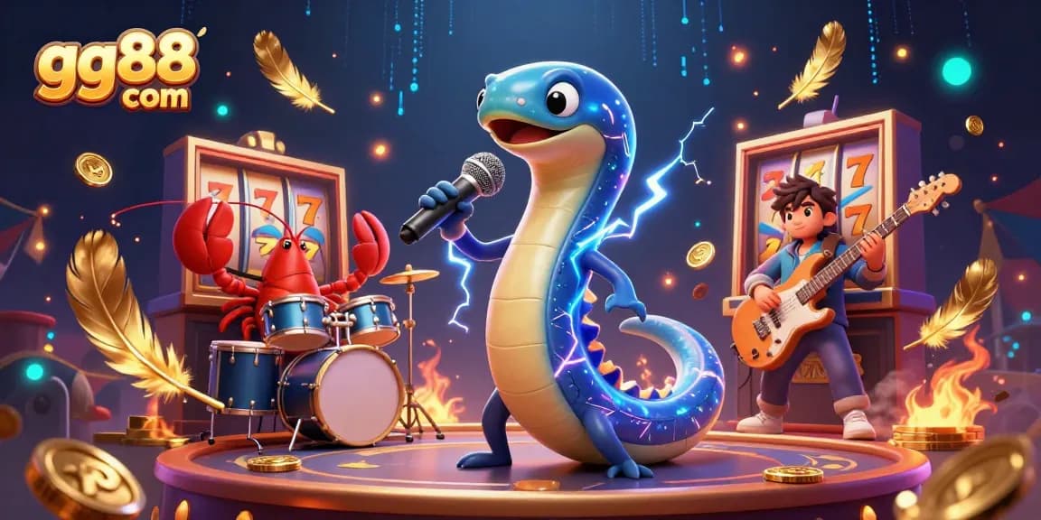 Experience the excitement of gg88 com in a vibrant underwater casino scene with a DJ eel and musicians.
