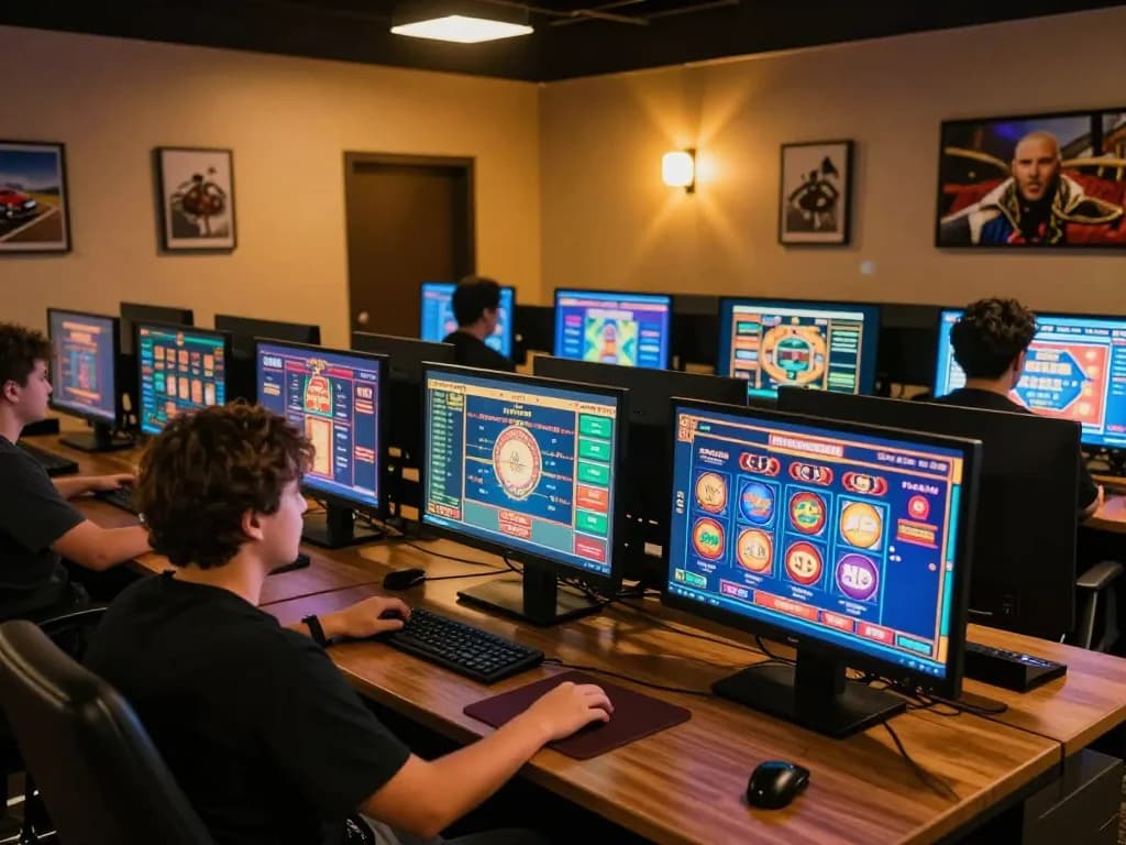 Player engaging with nhacaiuytin online casino games on multiple screens in a cozy home setting