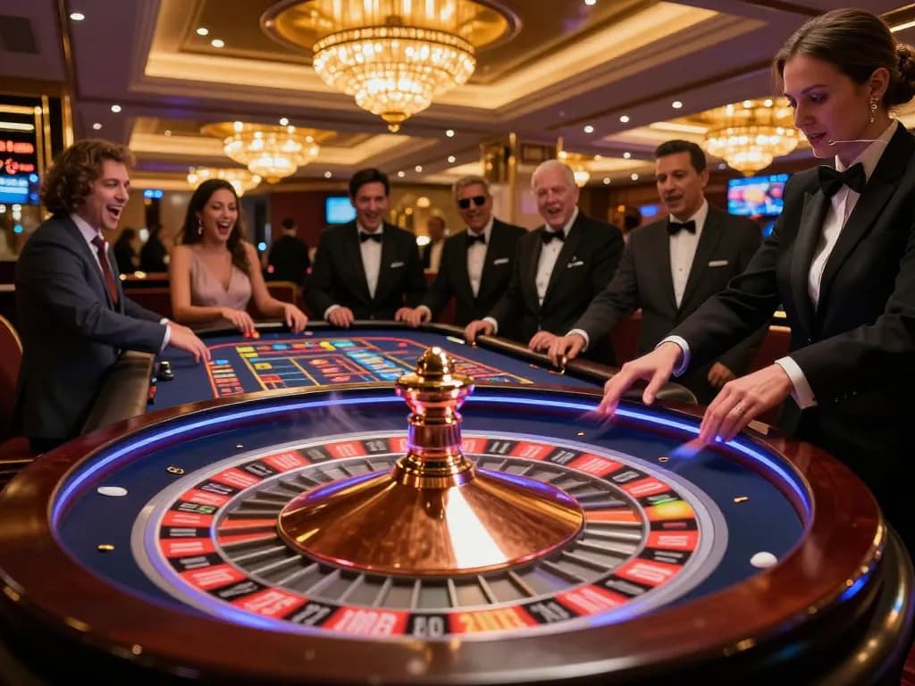 Players engaging in thrilling roulette action at hytw3339 casino, showcasing excitement and luxury.