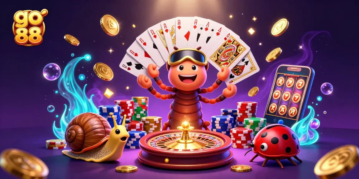 Experience go 88 excitement with a lively gaming scene featuring colorful dealers, chips, and dynamic action.