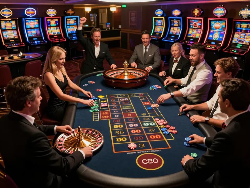 Players engaging in an exciting roulette game at the casino, showcasing S88 betting strategies in action