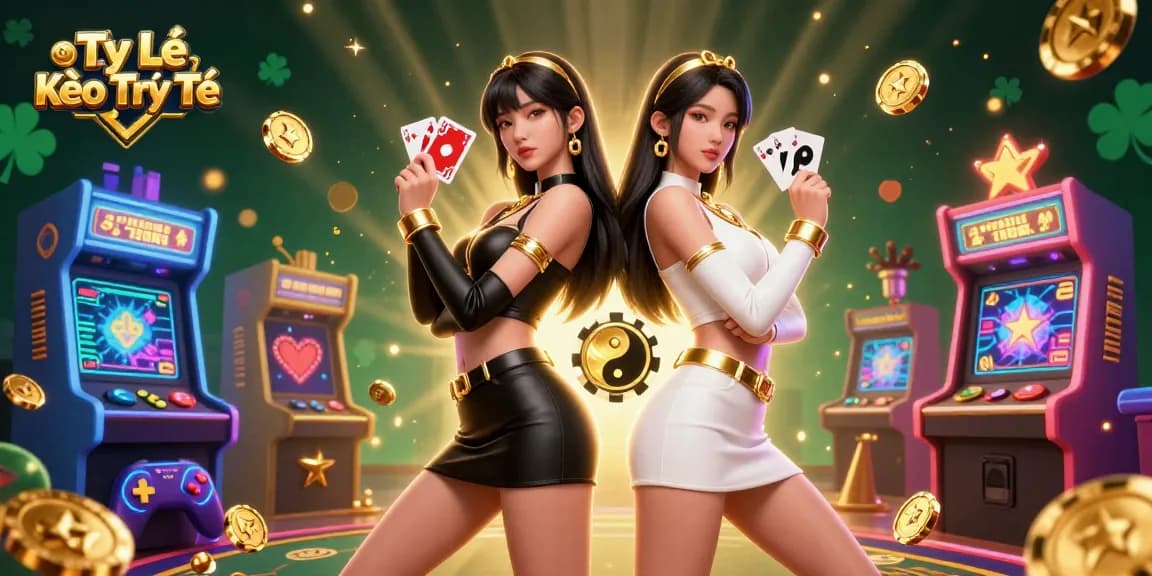 Experience Tỷ Lệ Kèo Trực Tiếp with twin gamblers showcasing their strategies in a vibrant casino setting.
