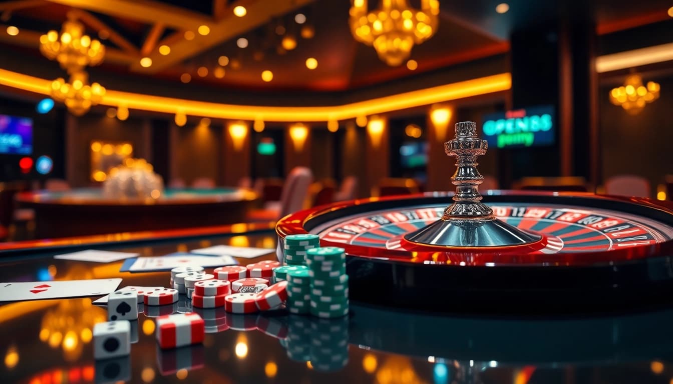 Experience the excitement of open88 com with vibrant online gambling visuals and thrilling casino elements.