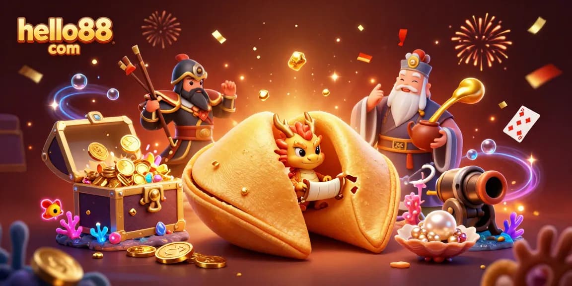 Win big with exciting games at hello88 com, featuring a colorful and dynamic 3D casino illustration.