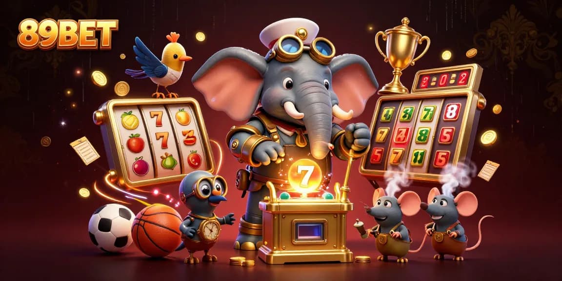 Engage with thrilling slots at 89BET featuring a steampunk elephant and dynamic game elements.