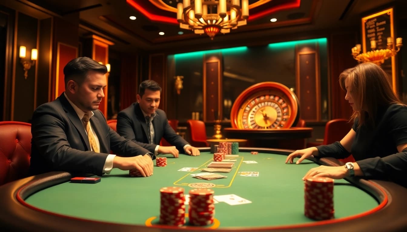 Join the thrilling online casino experience at https://ax88.bid/ with a high-stakes poker game set in a luxurious atmosphere.
