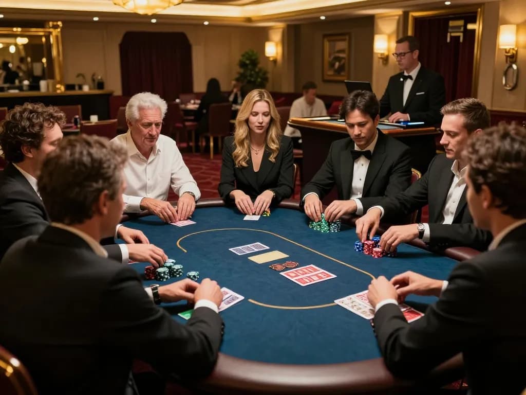 Experience strategic Nhận định kèo at a high-stakes poker table, capturing the thrill and atmosphere of casino gameplay.
