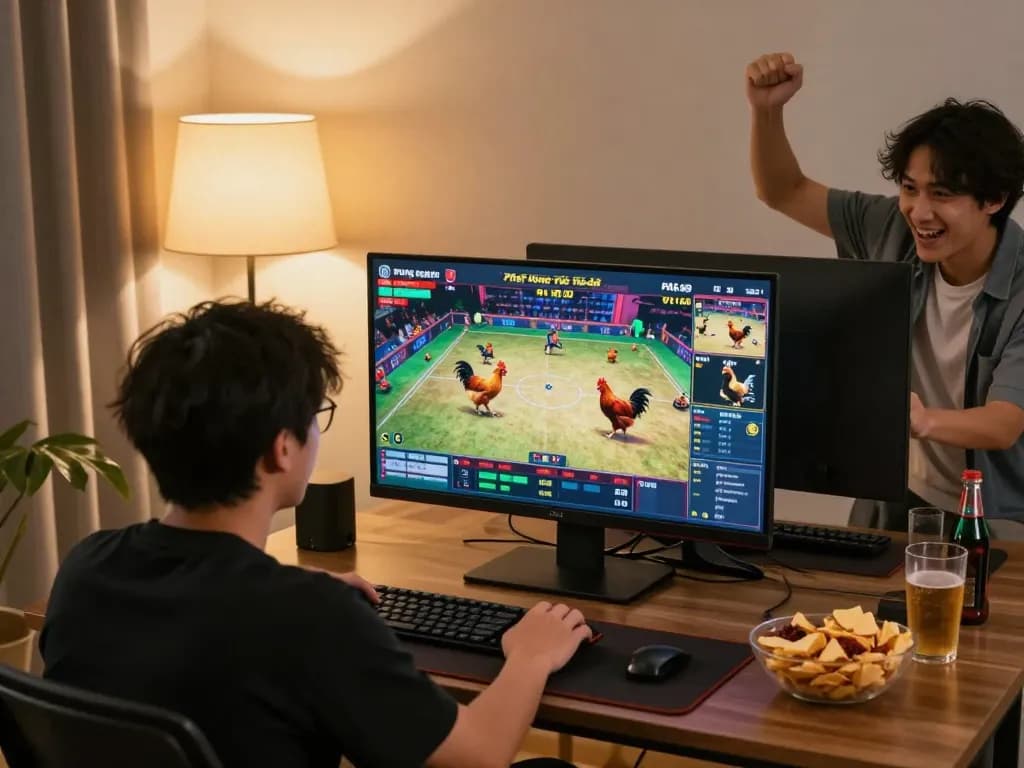 Chứng kiến sự phấn khích của Phát sóng trực tiếp đá gà trong thiết lập game tại nhà thú vị này.