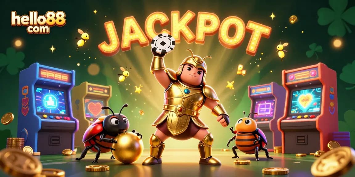 Experience the thrill at hello88 com with a victorious beetle and vibrant casino games.