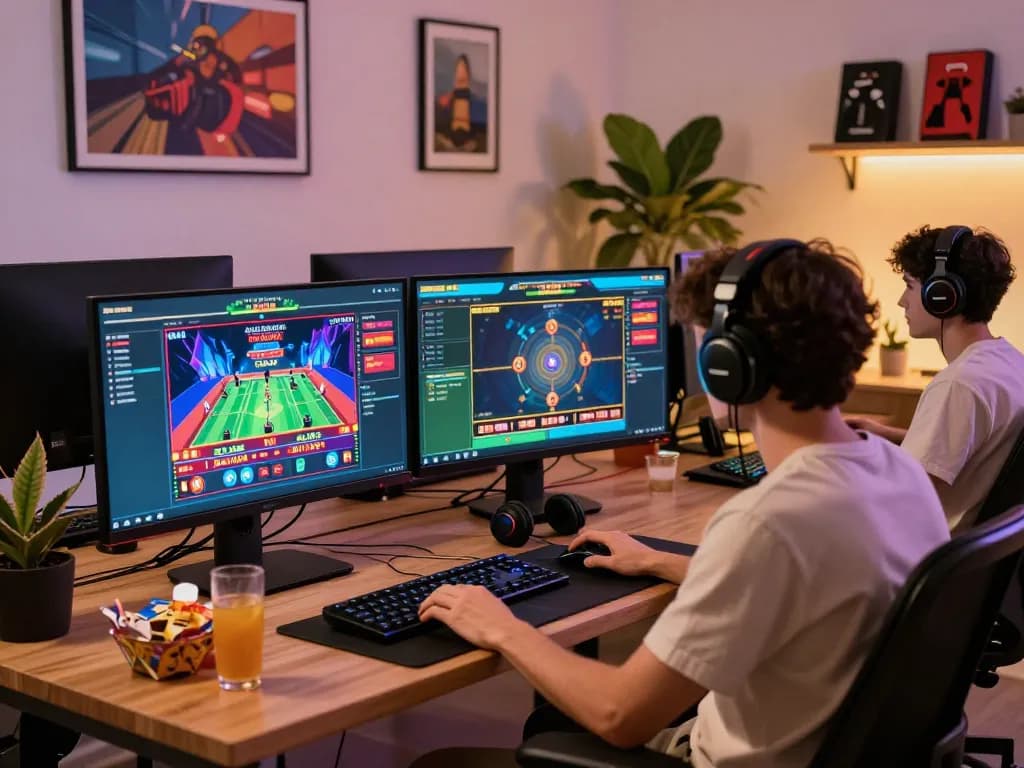 Exciting 32win online gaming experience with vibrant visuals in a modern home setting.