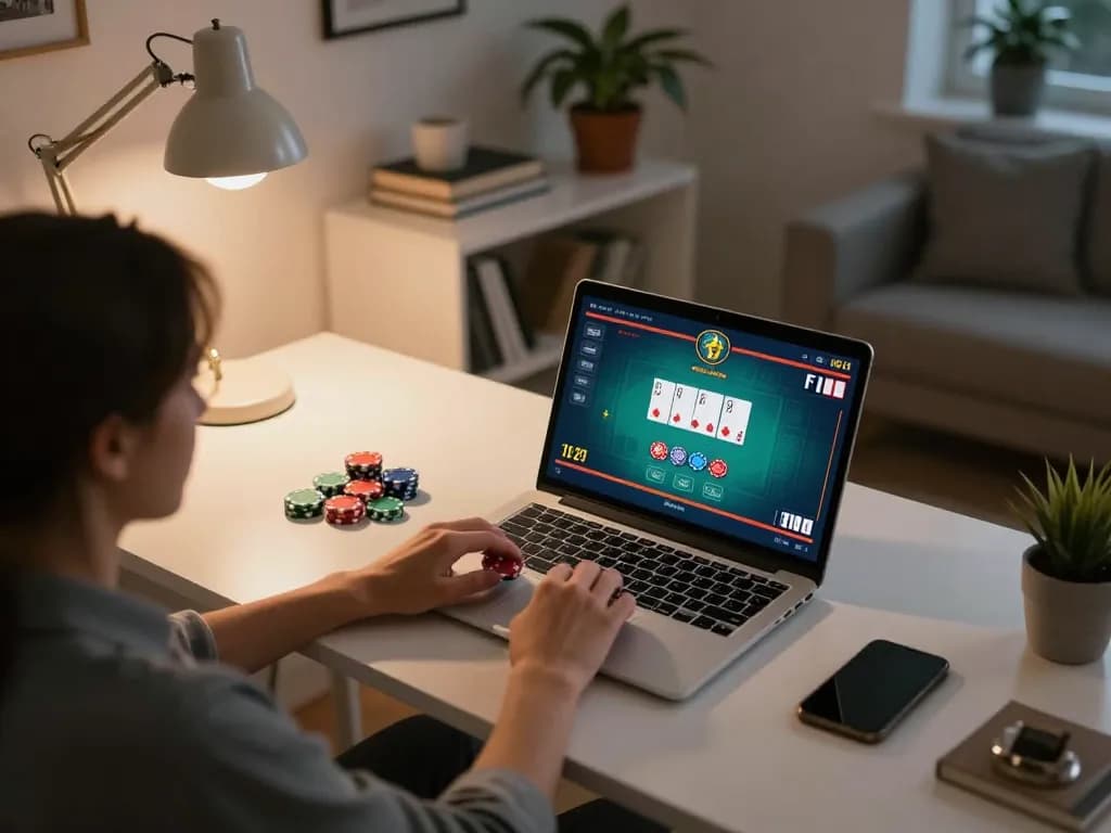 Players enjoying online casino games at home, showcasing 789clubgo interface with strategic gameplay moments