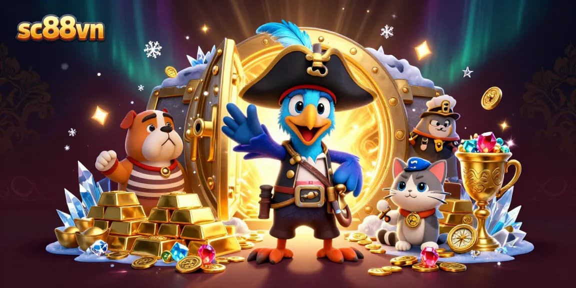 Engage in thrilling games at sc88vn with treasure-filled visuals and vibrant casino elements.