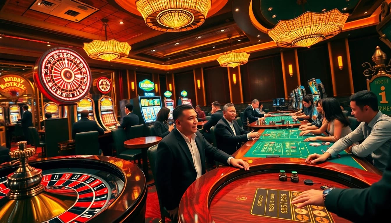 Experience the excitement of TG88 with players at a luxurious casino table enjoying thrilling gambling.