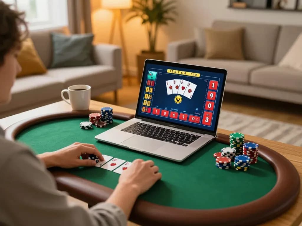 Enjoying an online poker game on jun 88 with cozy home vibes and strategic focus