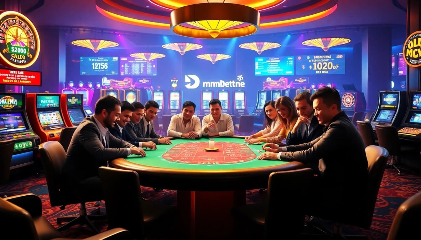 The excitement of gamblers at high-stakes tables at https://mm88.moe/, showcasing engaging betting environments.