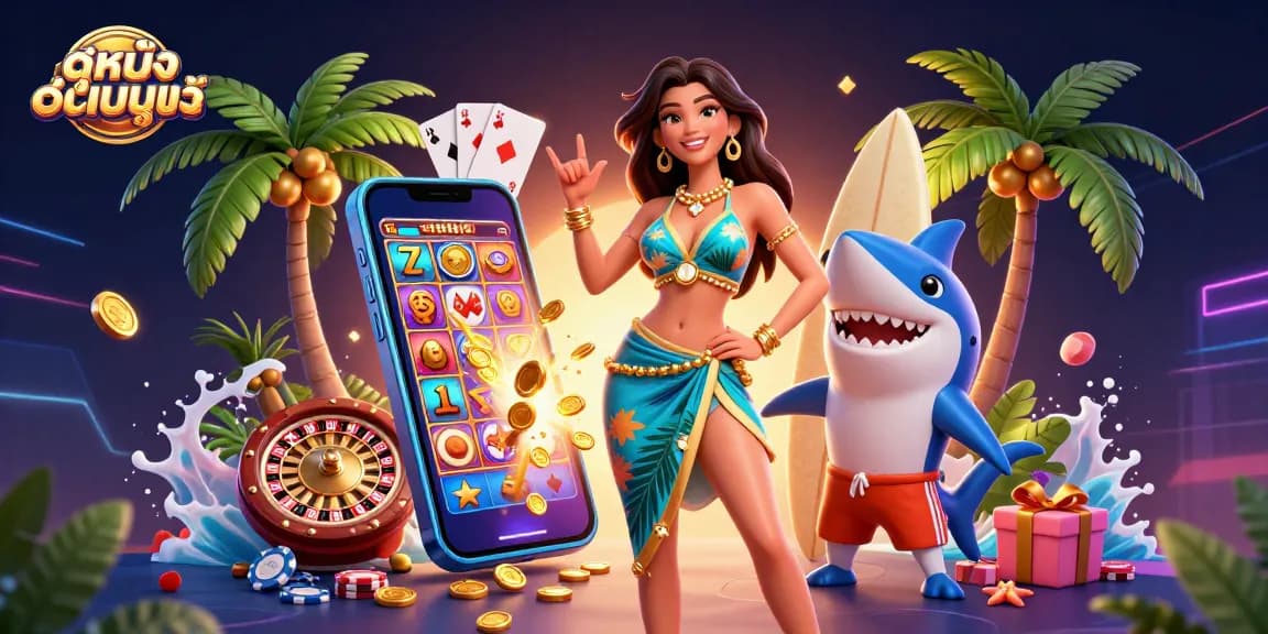 Spin the reels and dive into ดูหนังออนไลน์ with vibrant casino-themed illustration featuring exciting game elements.