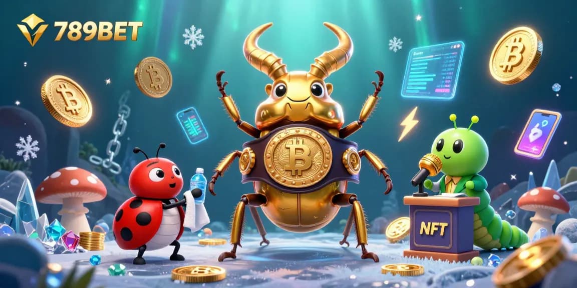 Engage with 789BET in this vibrant casino scene featuring unique 3D characters and crypto elements.