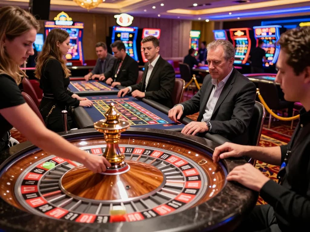 Players placing strategic bets at a roulette table in Go 88 casino, showcasing excitement and action.